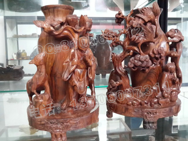 海南黃花梨工藝品 和合雙仙